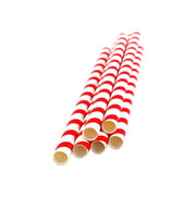 Jumbo red & white compostable paper smoothie straw