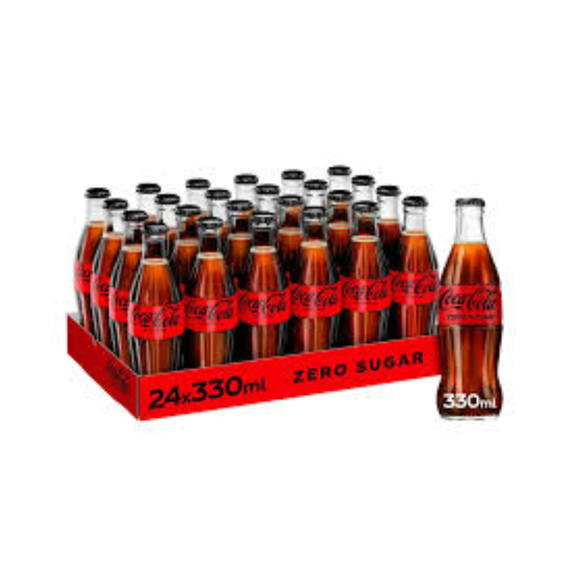 COCA COLA ZERO GLASS BOTTLES 24 X 330ML